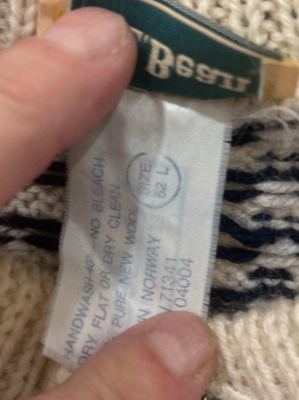 L.L. Bean Ivory Knit Cardigan with Navy Bear Motif and Red Accents - Picture 5 of 8